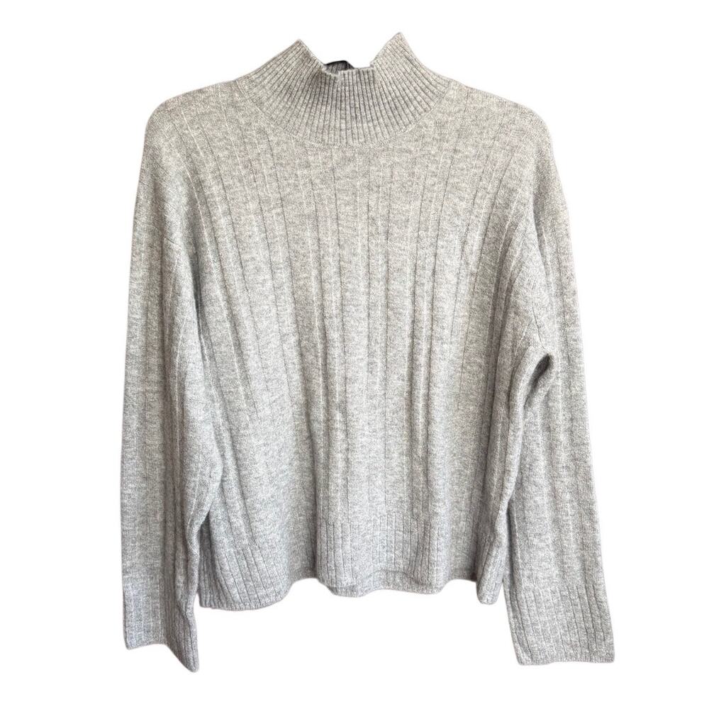 J.Crew Ribbed Mockneck Sweater in Supersoft Yarn Gray Size Medium Alpaca‎ Wool